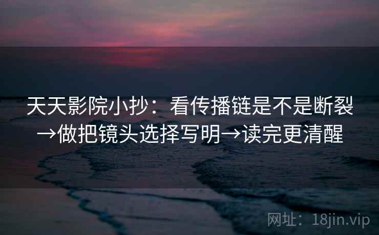 天天影院小抄：看传播链是不是断裂→做把镜头选择写明→读完更清醒  第2张